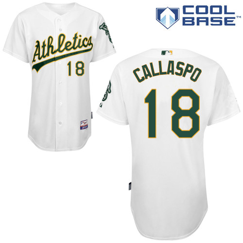 Alberto Callaspo #18 MLB Jersey-Oakland Athletics Men's Authentic Home White Cool Base Baseball Jersey
